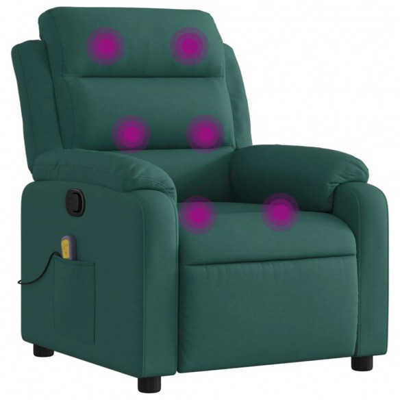 Fauteuil de massage inclinable Vert foncé Tissu