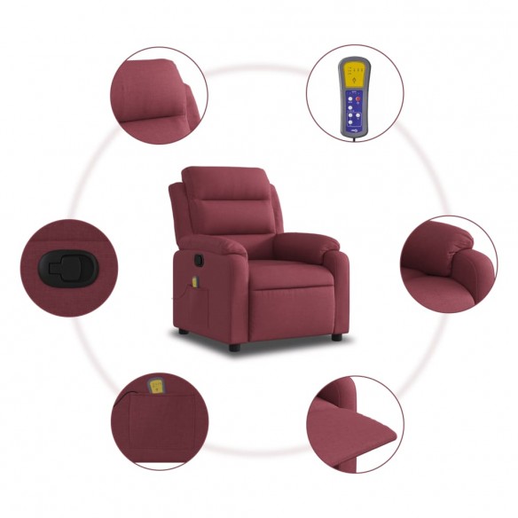 Fauteuil de massage inclinable Rouge bordeaux Tissu