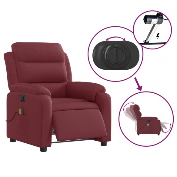 Fauteuil de massage inclinable électrique Rouge bordeaux Tissu