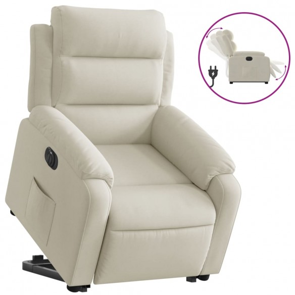 Fauteuil inclinable électrique crème velours