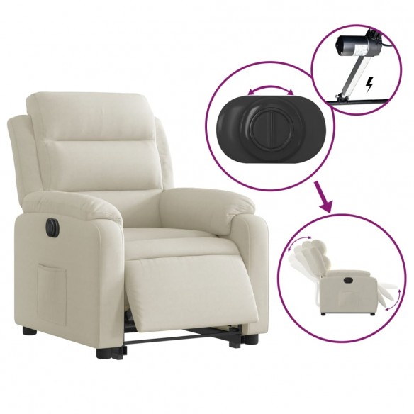 Fauteuil inclinable électrique crème velours