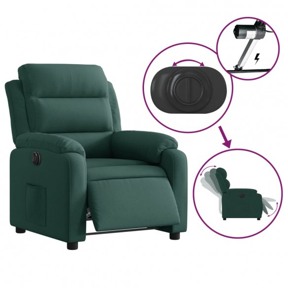 Fauteuil inclinable électrique vert foncé velours