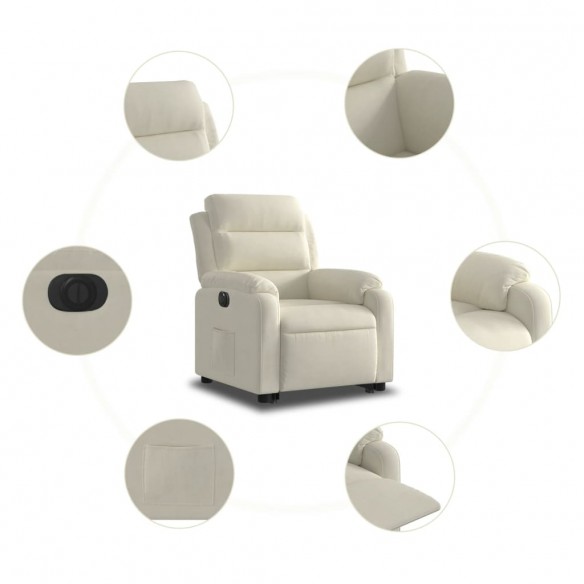 Fauteuil inclinable électrique crème velours