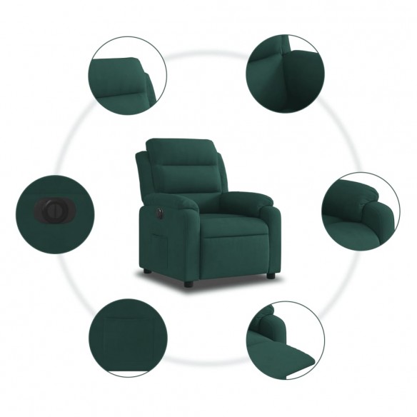 Fauteuil inclinable électrique vert foncé velours