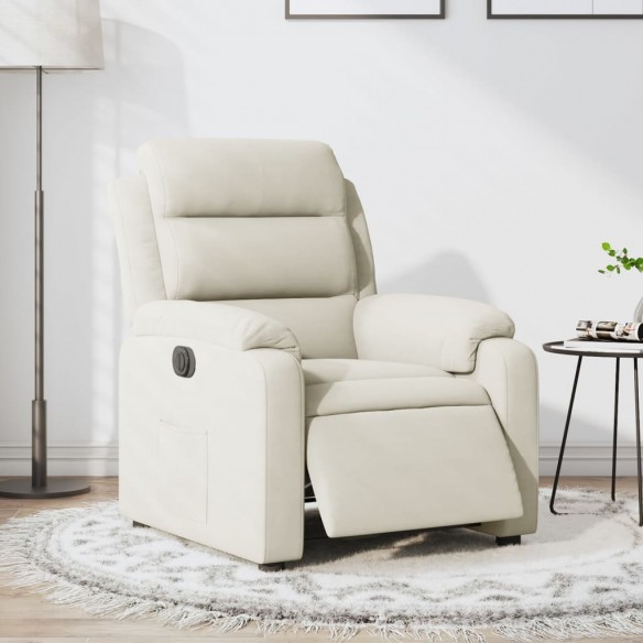 Fauteuil inclinable électrique Crème Velours