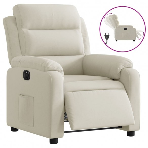 Fauteuil inclinable électrique Crème Velours