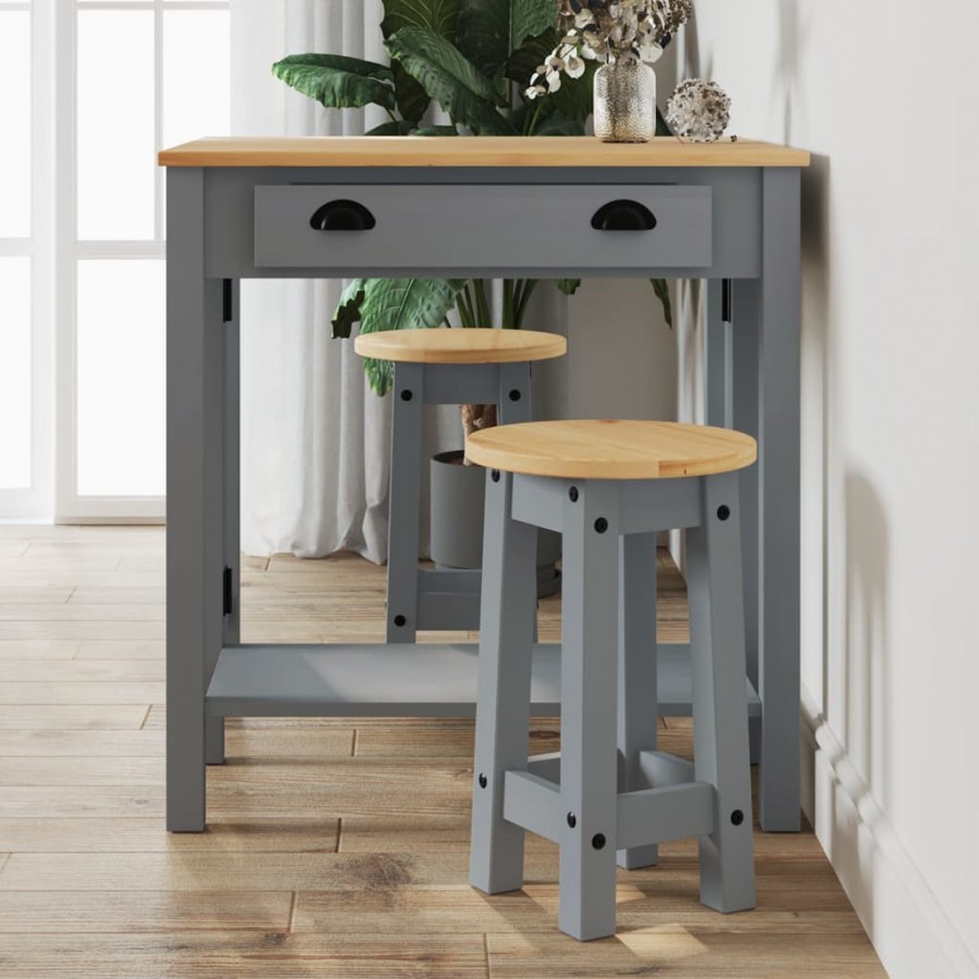 Tabourets de bar lot de 2 gris bois...