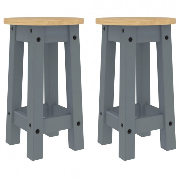 Tabourets de bar lot de 2 gris bois massif de pin