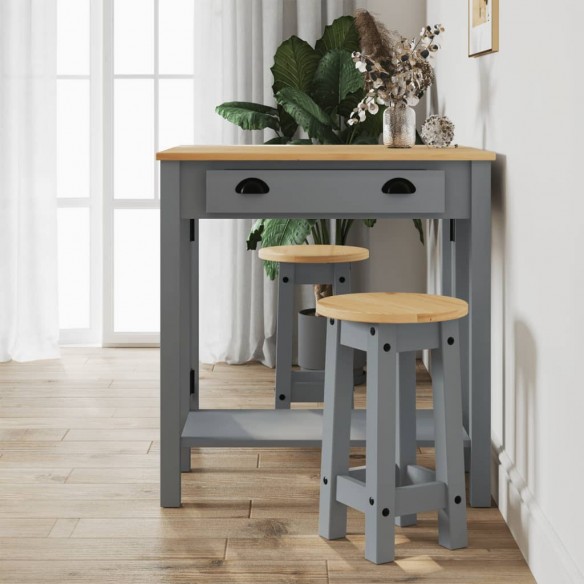 Tabourets de bar lot de 2 gris bois massif de pin