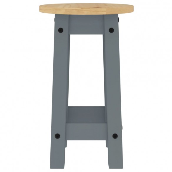 Tabourets de bar lot de 2 gris bois massif de pin