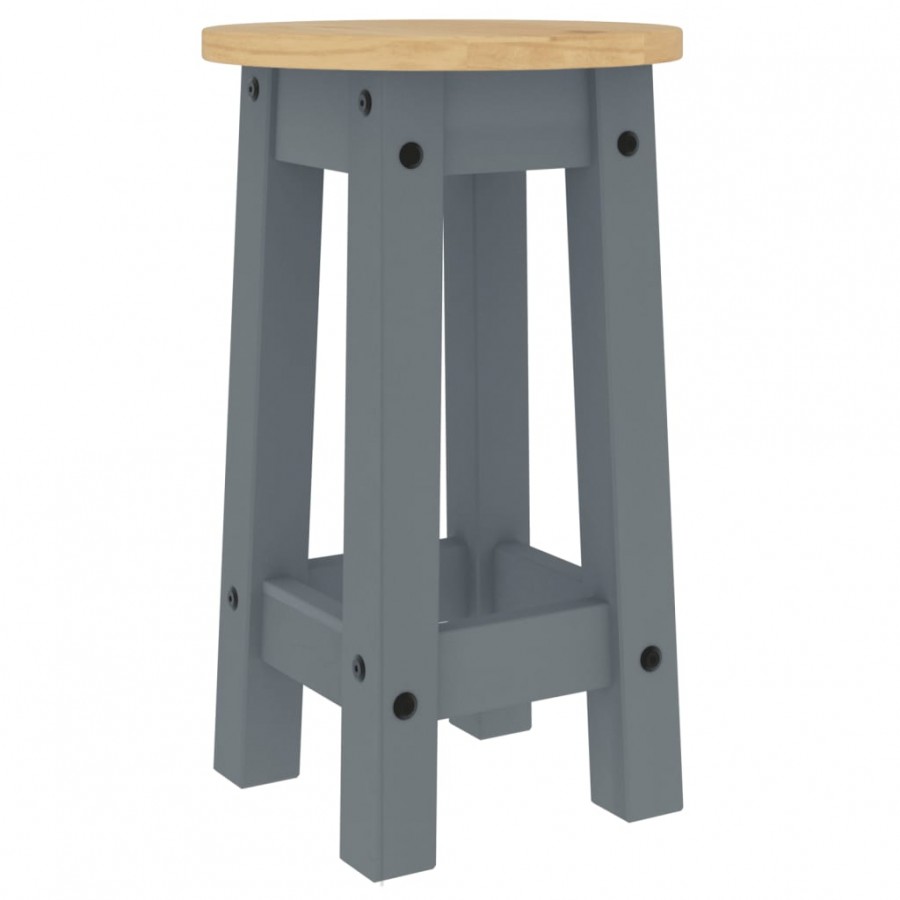 Tabourets de bar lot de 2 gris bois massif de pin