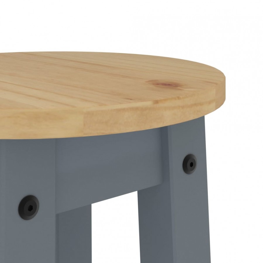 Tabourets de bar lot de 2 gris bois massif de pin