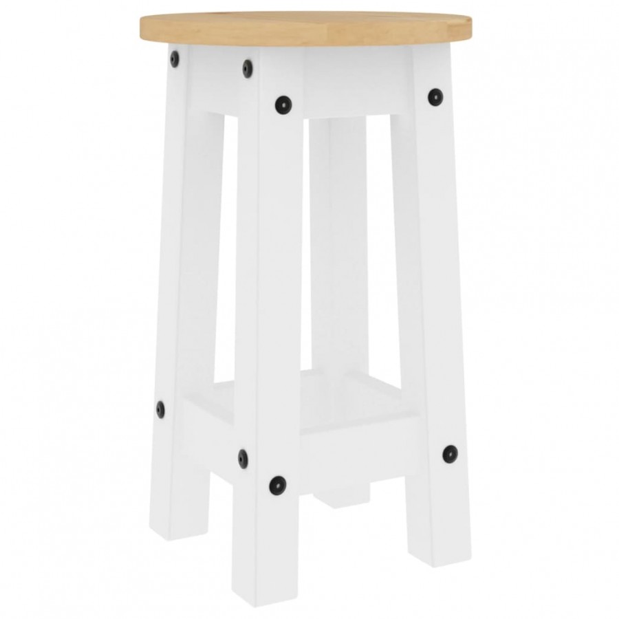 Tabourets de bar lot de 2 blanc bois massif de pin