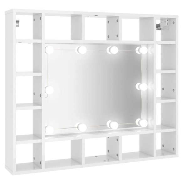 Armoire de miroir avec LED Blanc brillant 91x15x76,5 cm