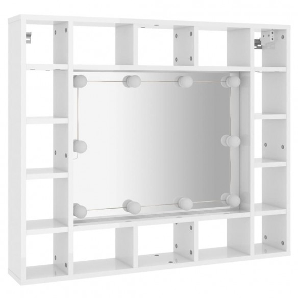 Armoire de miroir avec LED Blanc brillant 91x15x76,5 cm