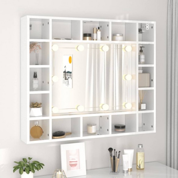 Armoire de miroir avec LED Blanc brillant 91x15x76,5 cm