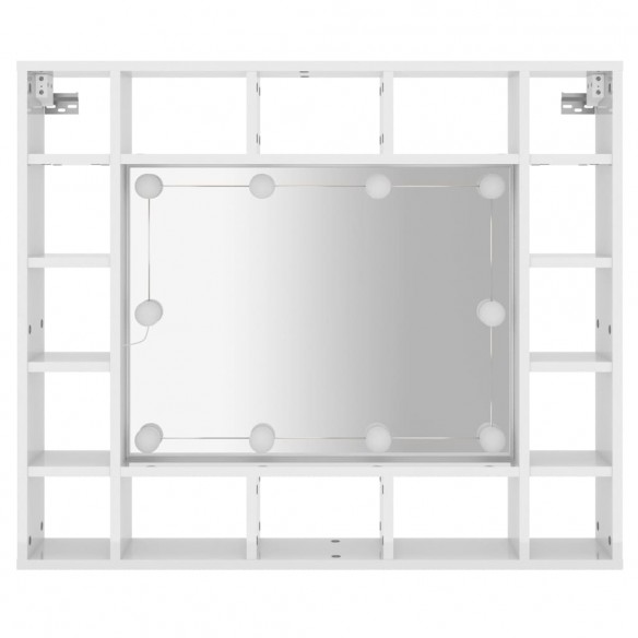 Armoire de miroir avec LED Blanc brillant 91x15x76,5 cm