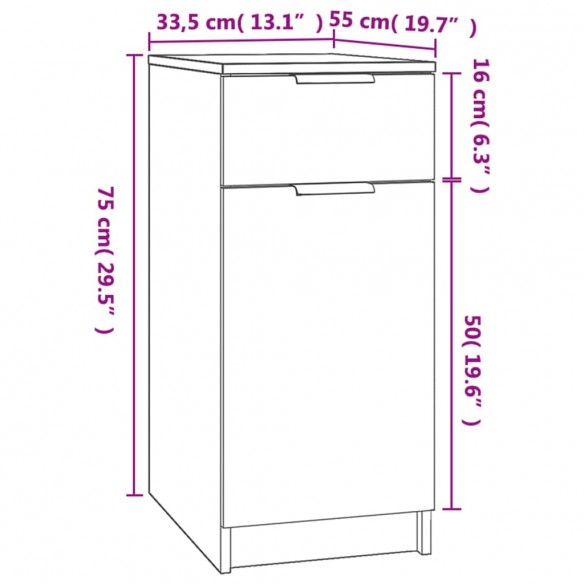 Armoire de bureau noir 33,5x50x75 cm bois d'ingénierie