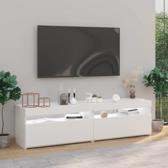 Meubles TV 2 pcs avec lumières LED Blanc brillant 75x35x40 cm