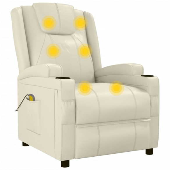 Fauteuil de massage blanc crème similicuir