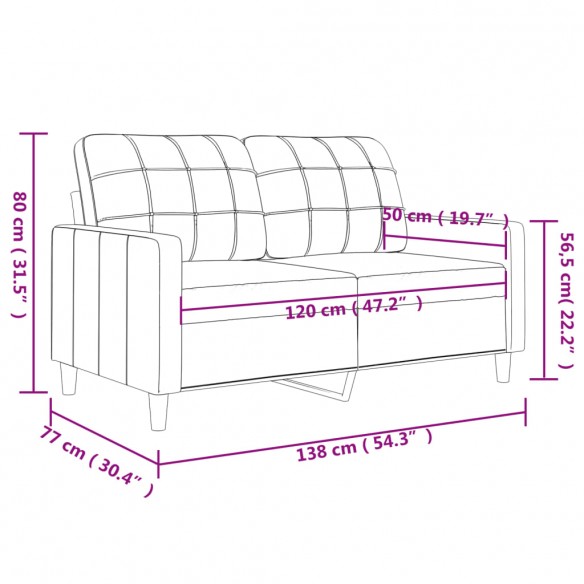 Canapé à 2 places Crème 120 cm Tissu