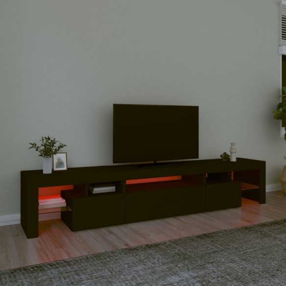 Meuble TV avec lumières LED Noir 215x36,5x40 cm