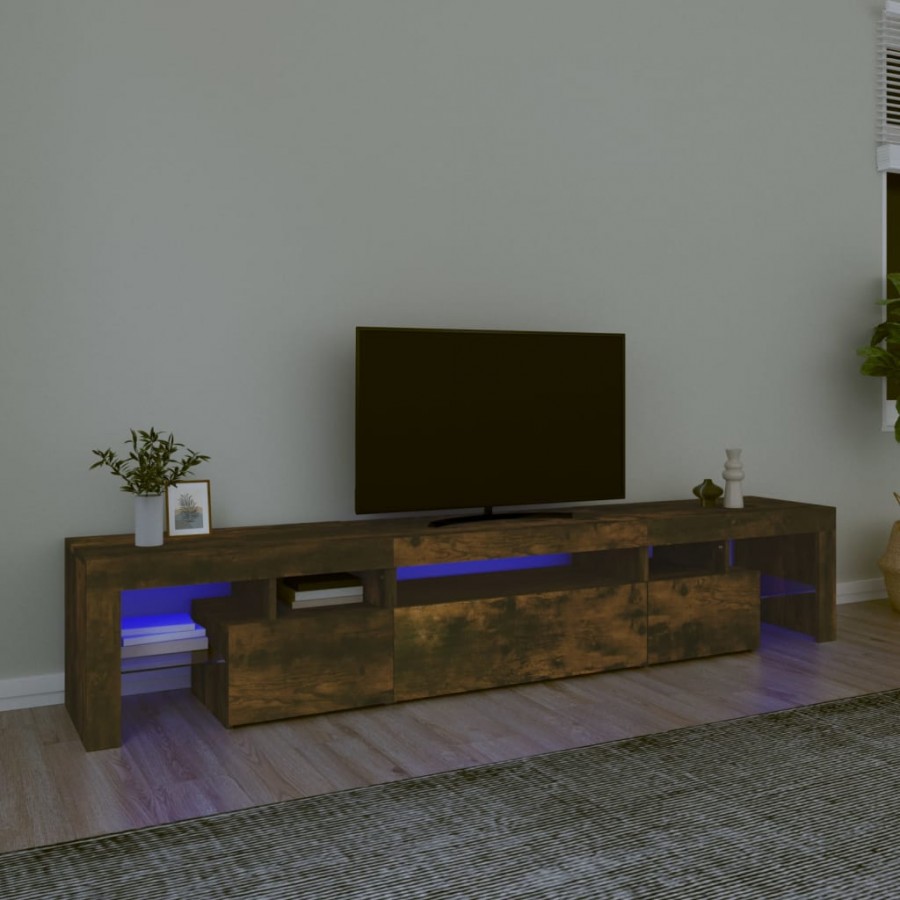 Meuble TV avec lumières LED Chêne...