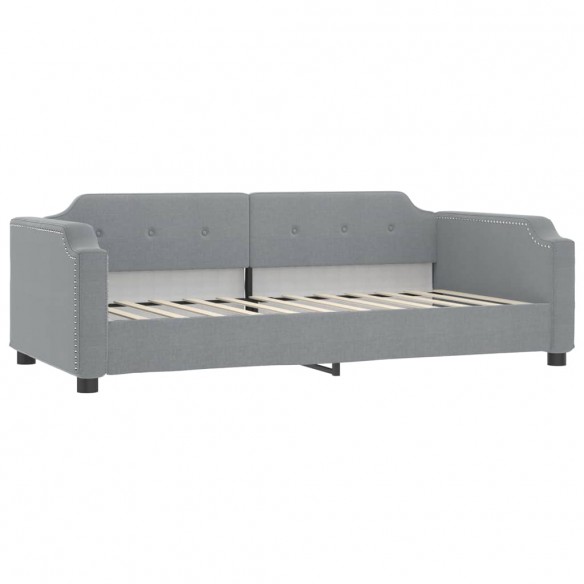 Lit de jour avec gigogne et matelas gris clair 90x200 cm tissu