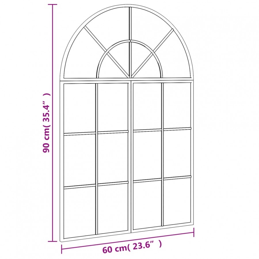 Miroir mural noir 60x90 cm arche fer