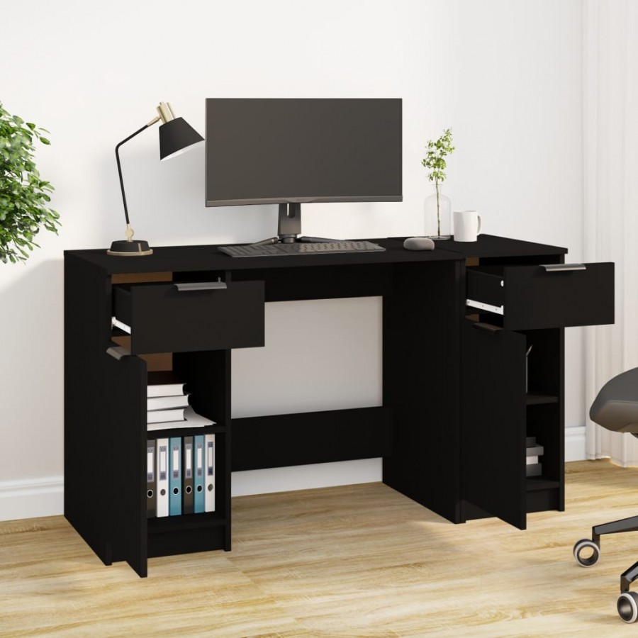Bureau avec armoire latérale Noir 