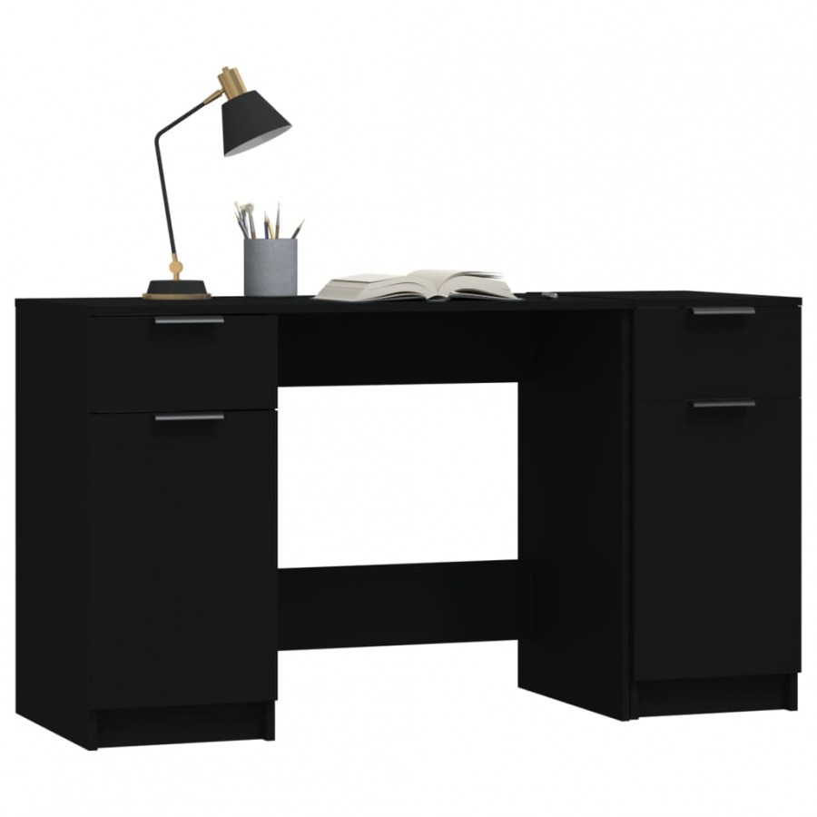 Bureau avec armoire latérale Noir 