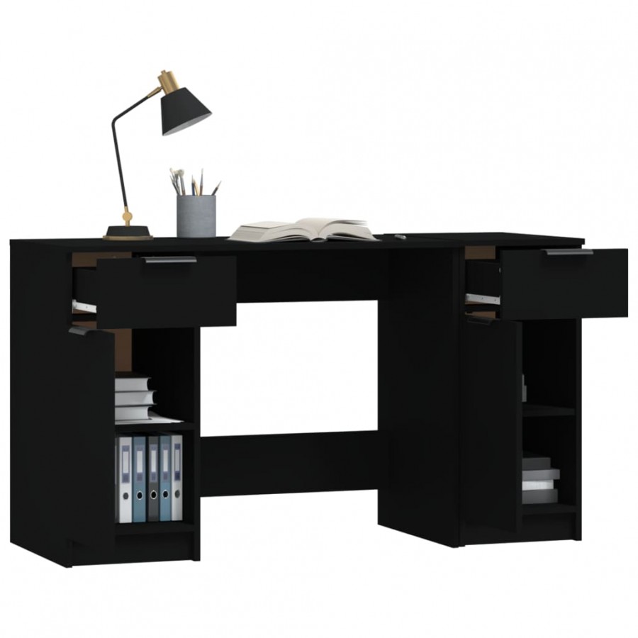 Bureau avec armoire latérale Noir 