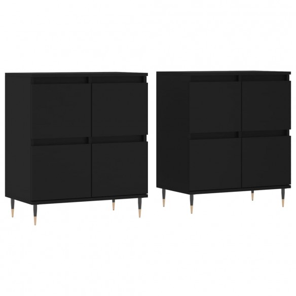 Buffets 2 pcs noir bois d'ingénierie