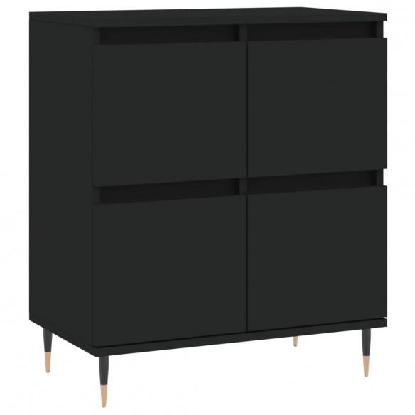 Buffets 2 pcs noir bois d'ingénierie