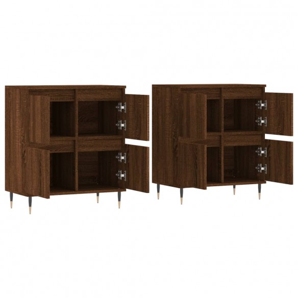 Buffets 2 pcs chêne marron bois d'ingénierie