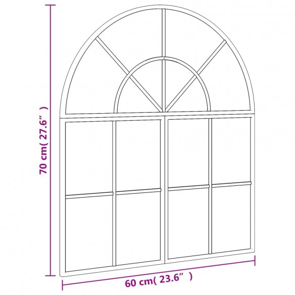 Miroir mural noir 60x70 cm arche fer