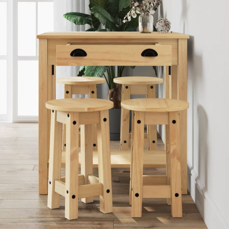 Ensemble de bar 5 pcs Bois de pin massif