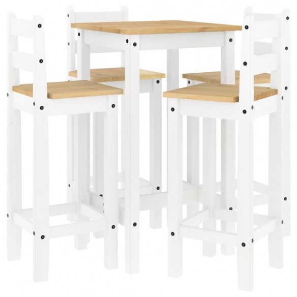 Ensemble de bar 5 pcs Blanc Bois de pin massif