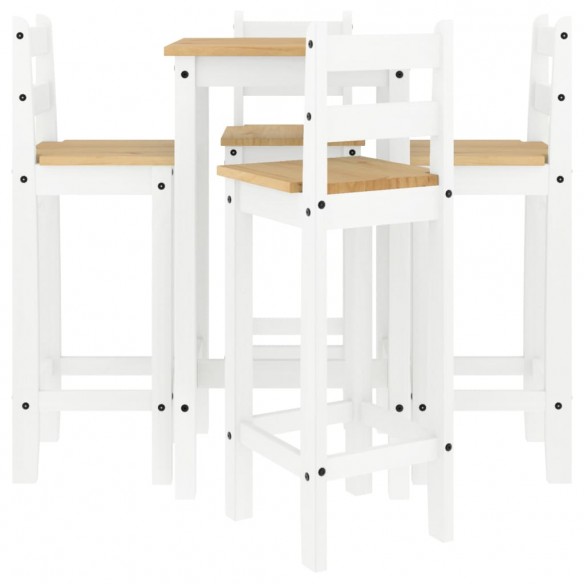 Ensemble de bar 5 pcs Blanc Bois de pin massif