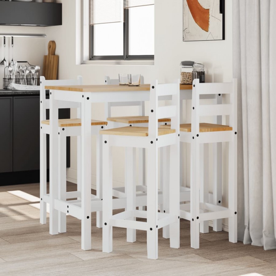 Ensemble de bar 5 pcs Blanc Bois de...