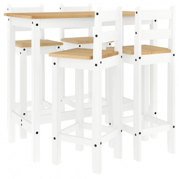 Ensemble de bar 5 pcs Blanc Bois de pin massif