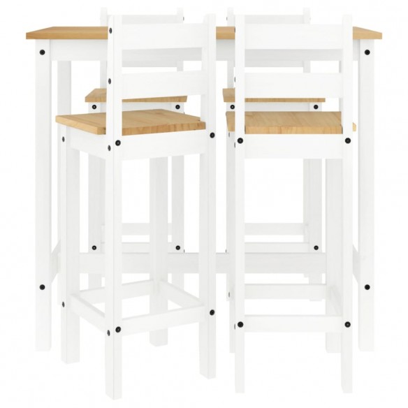 Ensemble de bar 5 pcs Blanc Bois de pin massif