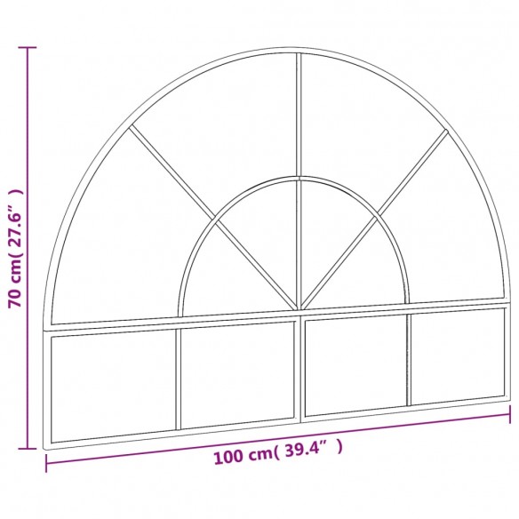 Miroir mural noir 100x70 cm arche fer