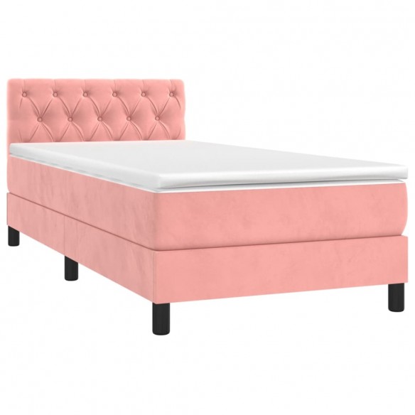 Cadre de lit et matelas Rose 80x200 cm Velours