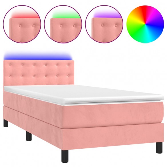 Cadre de lit avec matelas et LED Rose 80x200 cm