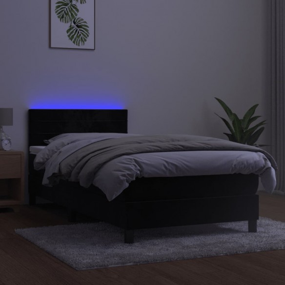 Cadre de lit avec matelas et LED Noir 100x200 cm