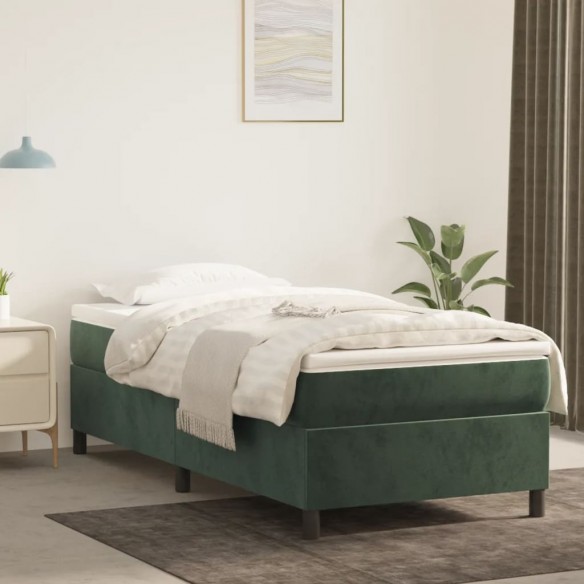 Cadre de lit et matelas Vert foncé 80x200 cm Velours