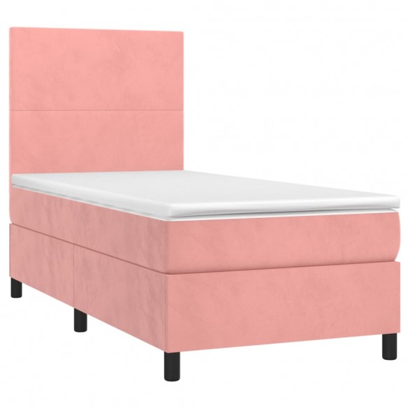 Cadre de lit et matelas et LED Rose 80x200cm Velours