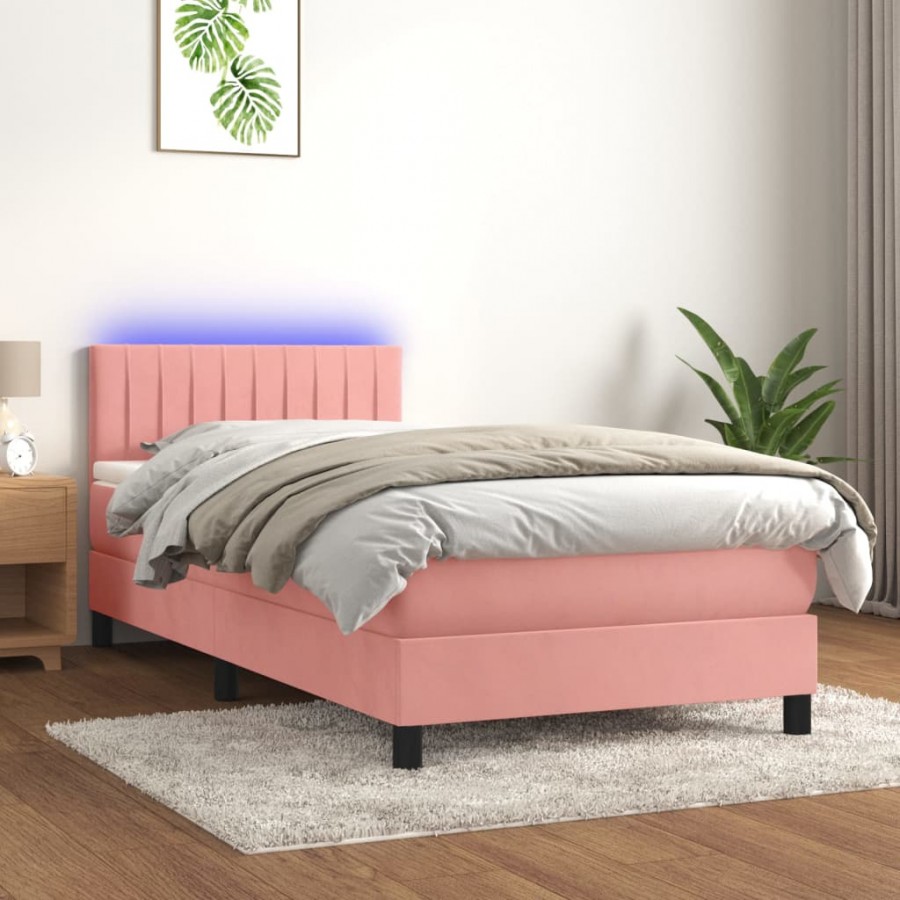 Cadre de lit avec matelas et LED Rose 80x200 cm