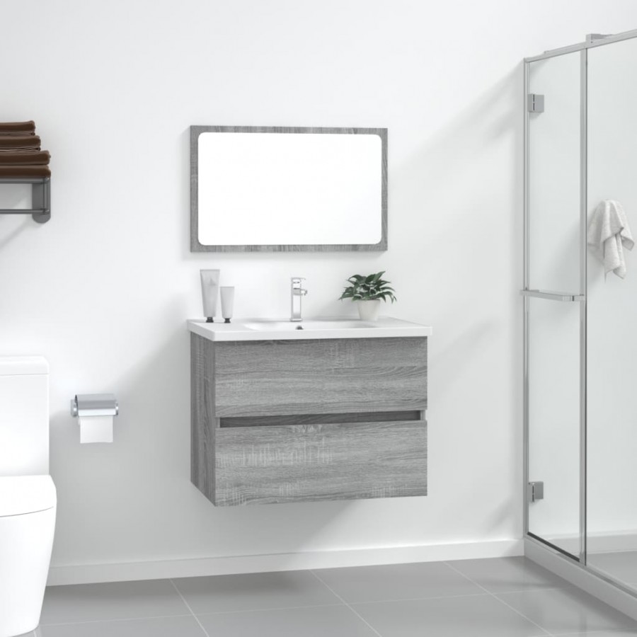 Ensemble de meubles de salle de bain 2 pcs Sonoma gris